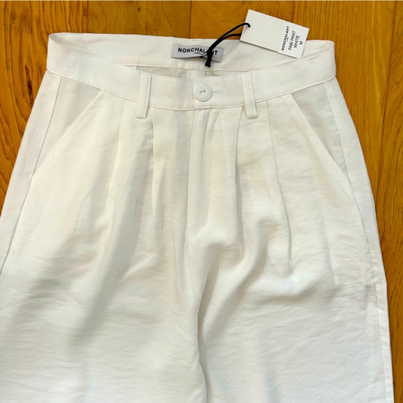 NONchalant Label Fabi Pant Medium White NWT High Waist Wide Leg Pleated - Picture 5 of 6